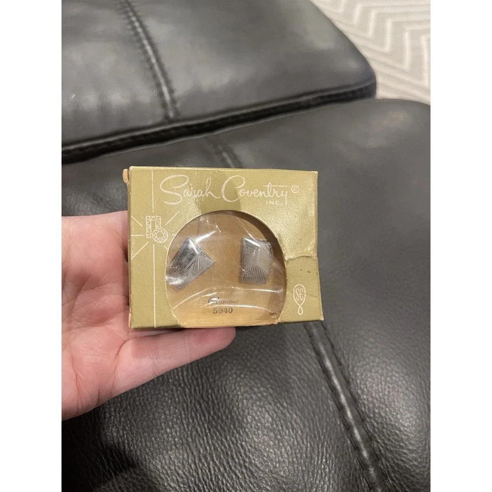 Vintage Sarah Coventry‎ MCM Mens Silver Tone Cuff Links